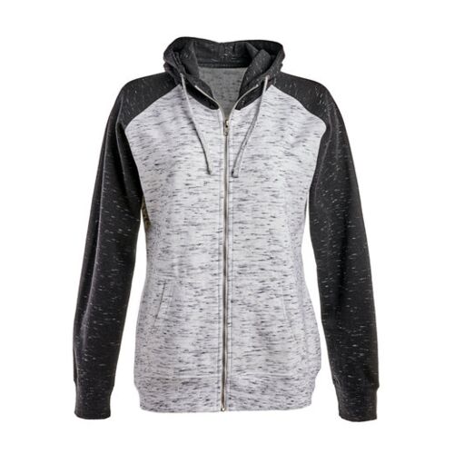 Ladies' Mélange Fleece Two-Tone Full-Zip Hooded Sweatshirt Thumbnail