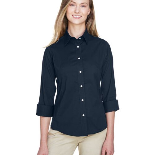 Ladies' Perfect Fit™ Three-Quarter Sleeve Stretch Poplin Blouse Thumbnail