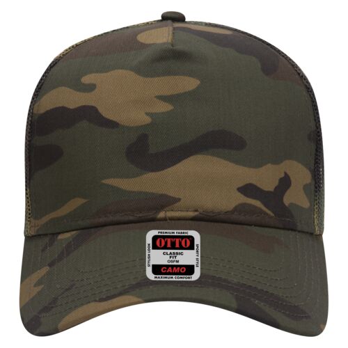 OTTO CAP® Camouflage 5 Panel Mid Profile Mesh Back Trucker Hat Thumbnail