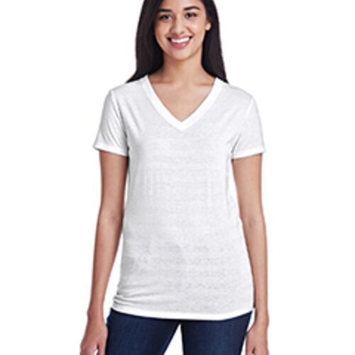 Ladies' Invisible Stripe V-Neck T-Shirt Thumbnail
