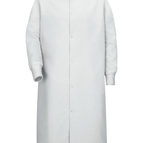 Unisex Gripper-Front Pocketless Butcher Coat With Knit Cuffs Thumbnail